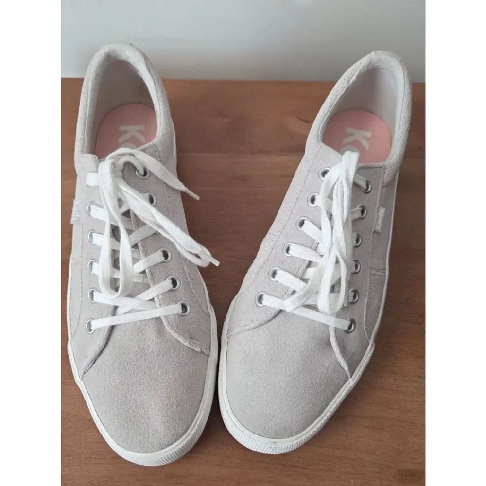 LIKE NEW KEDS GREY LEATHER UPPER SNEAKER SIZE 10 WOMENS